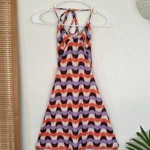 Retro halter mini dress🧡💜🤍